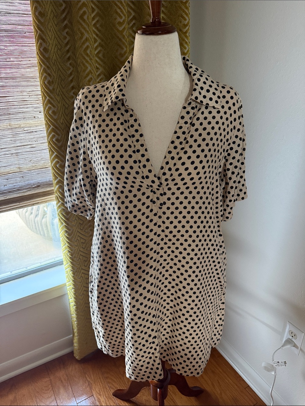 J. Crew Cream Mini Dress with Black Polka Dots